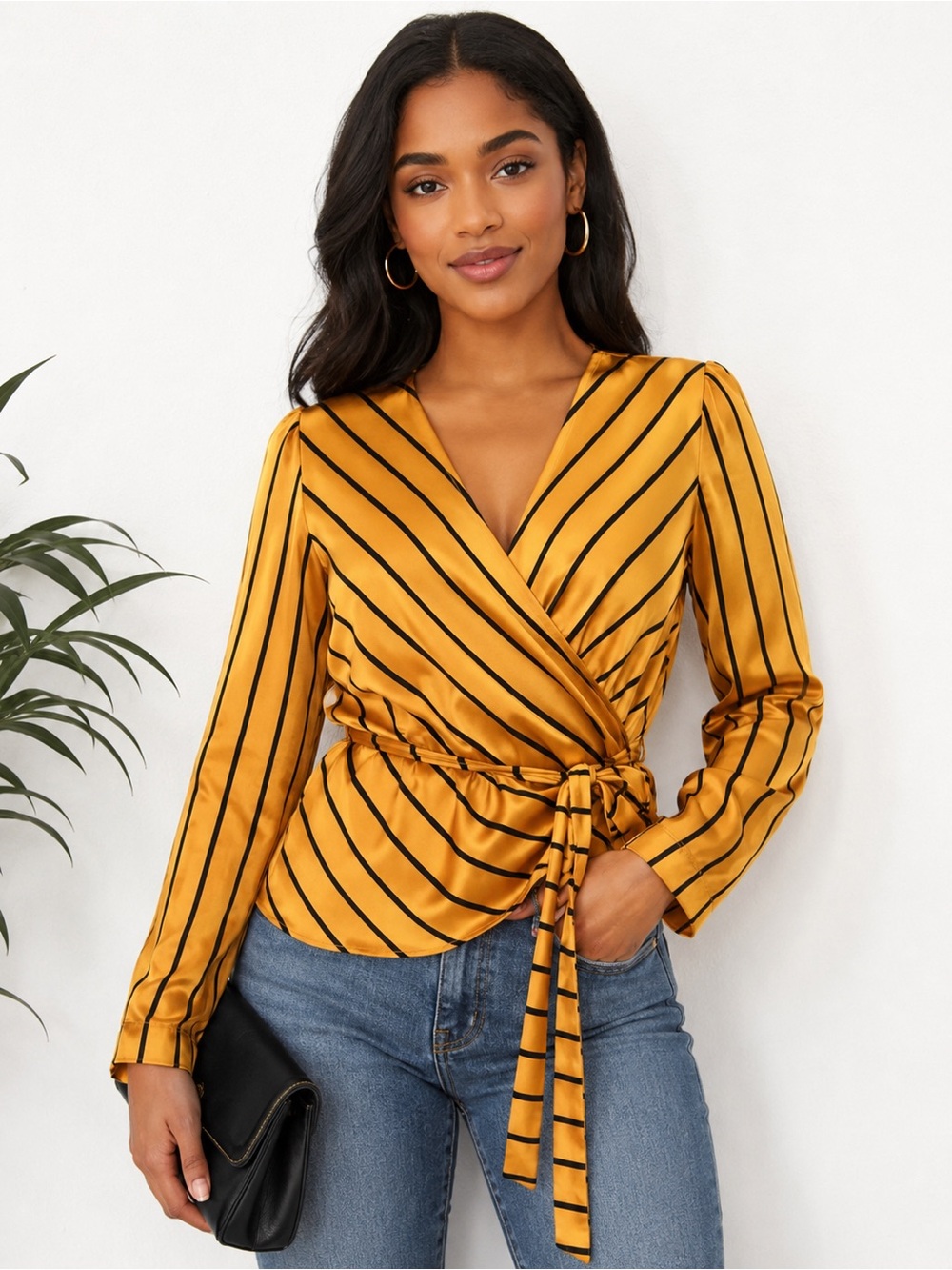 Silky wrap blouse
